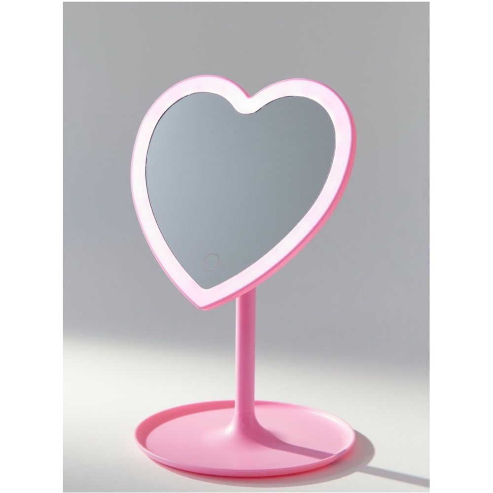 Heart-Shaped Pink Vanity Mirror
